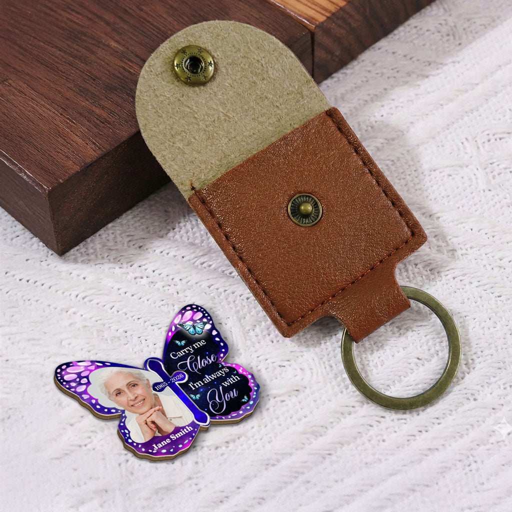 Custom Photo Memorial Coin Keychain, Sympathy Keepsake • Your Wings Were Ready - Personalized Wooden Pocket Hug
