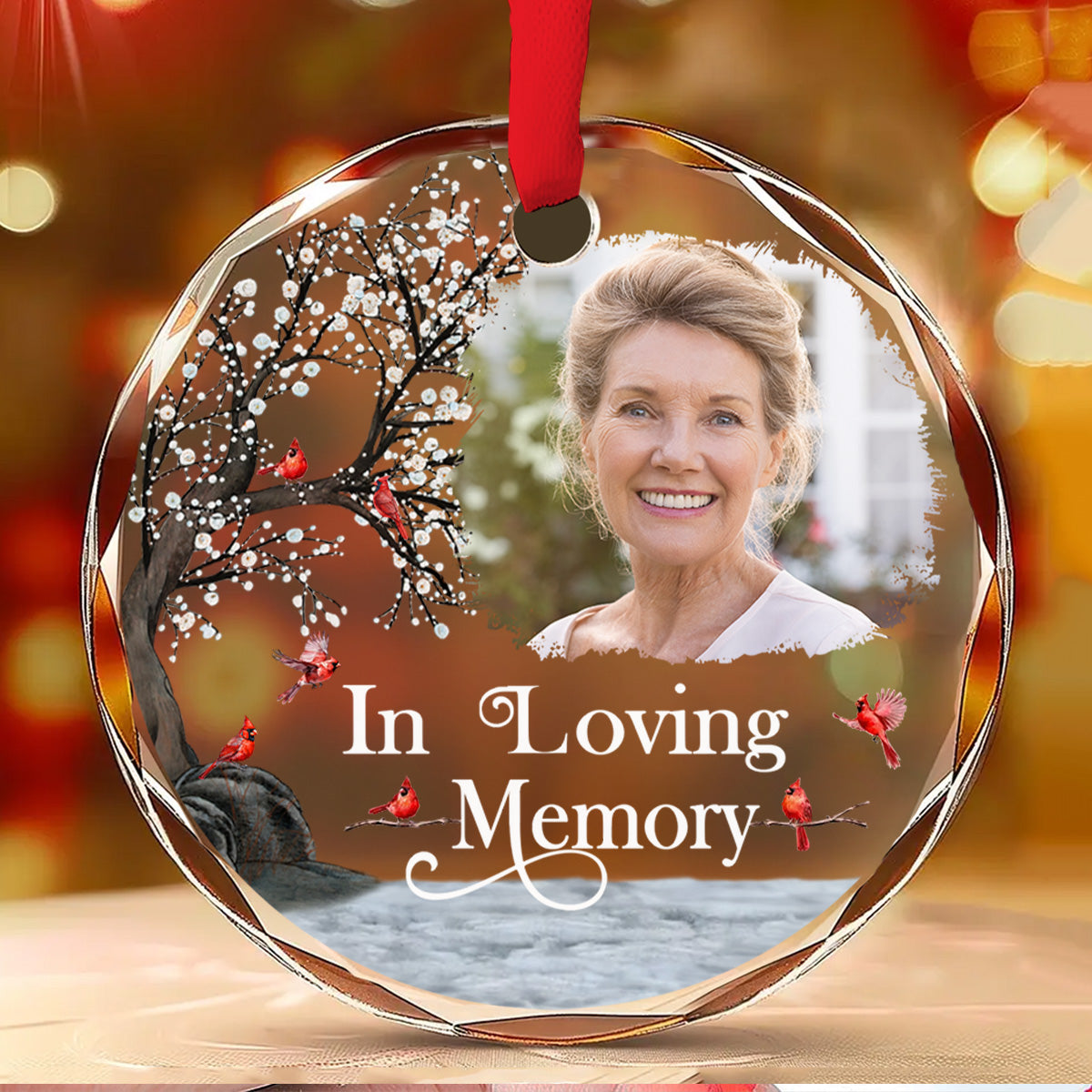 Custom Photo Memorial Christmas Ornament, Sympathy Keepsake • Always With You - Personalized Glass Ornament