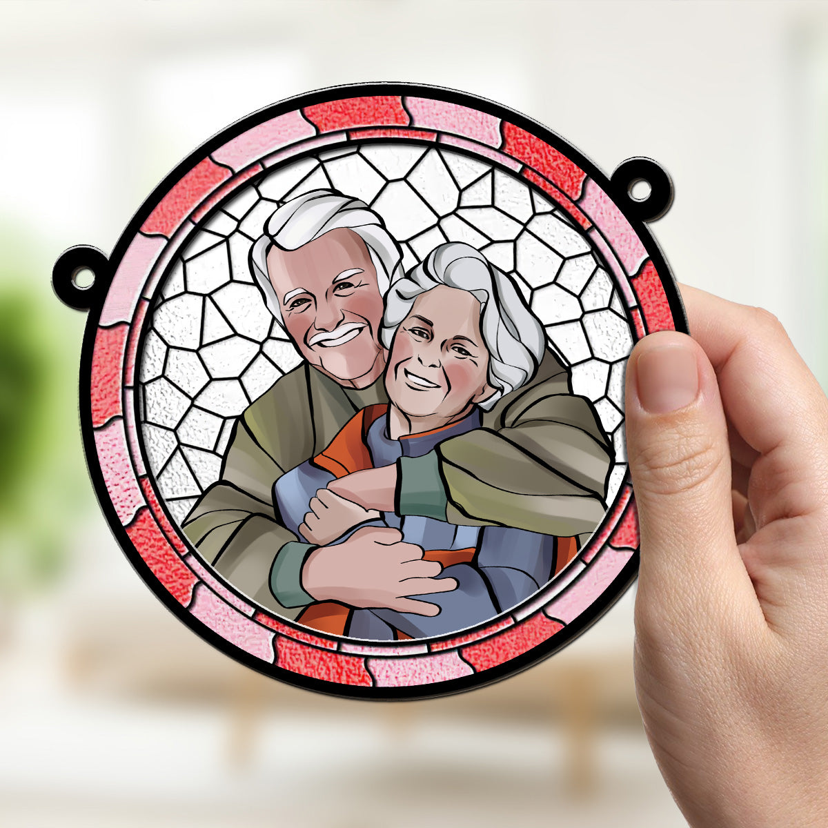 Custom Photo Couple Hanging Decor, Anniversary Valentine's Day Gifts • Where There Is Love There Is Life - Personalized Suncatcher