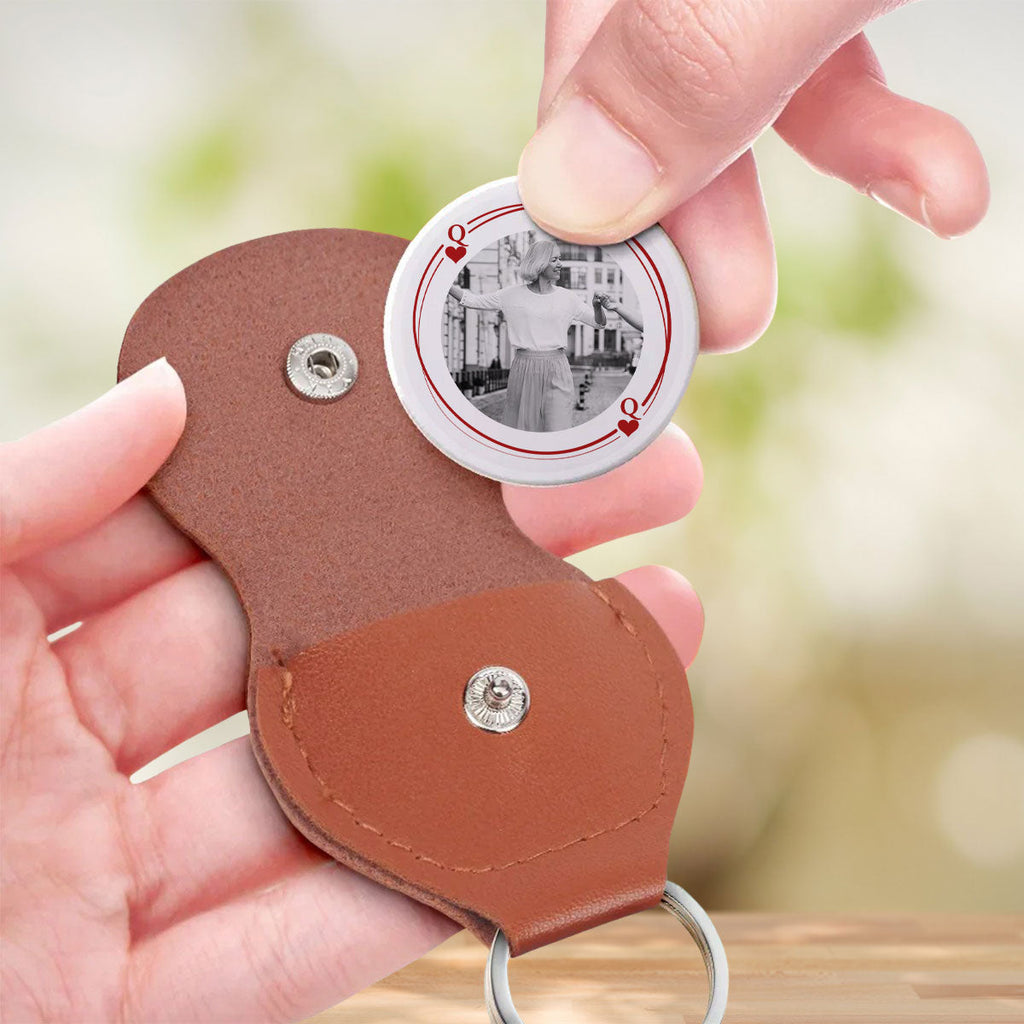 Custom Photo Coin Keychain for Husband, Couple Anniversary Valentine's Day Gifts • King And Queen - Personalized Pocket Hug