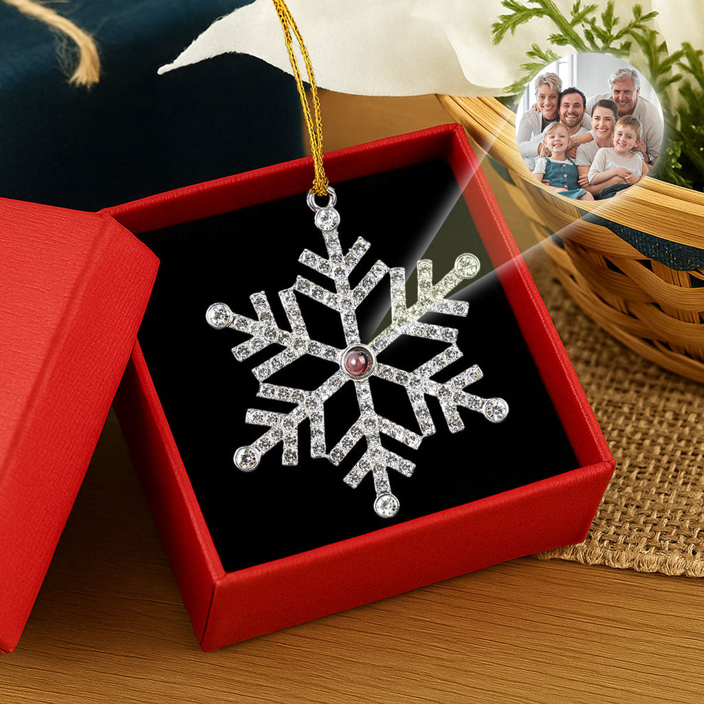 Custom Photo Family Ornament, Christmas Gift for Family Members • Our Family Moment - Personalized Photo Snowflake Projection Ornament