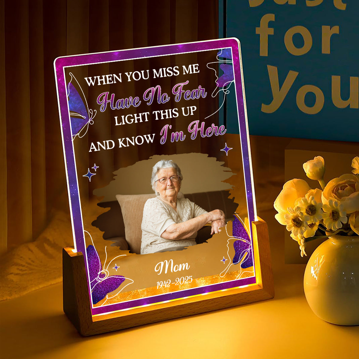 Custom Photo Memorial Gift, Sympathy Keepsake For Loved Ones • When You Miss Me - Personalized Night Light
