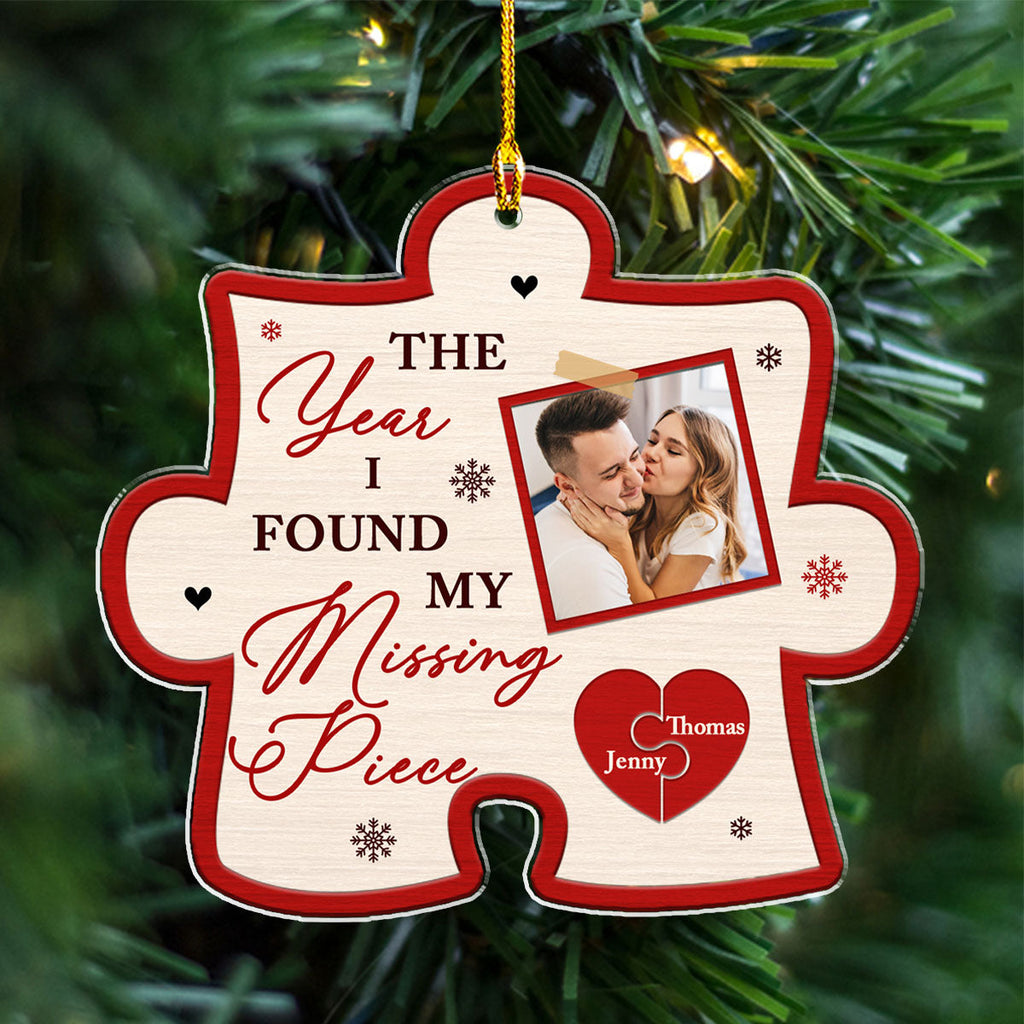 Custom Photo Couple Christmas Ornament, Anniversary Gift • The Year I Found You - Personalized Acrylic Ornament