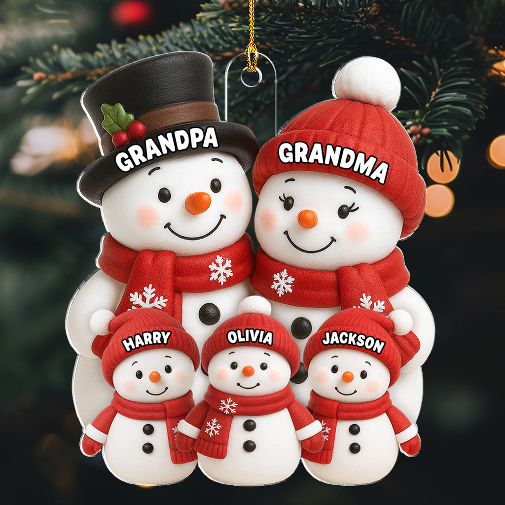 Custom Family Ornament, Christmas Gift for Family Members •  Our Grandkids Snow - Personalized Acrylic Ornament