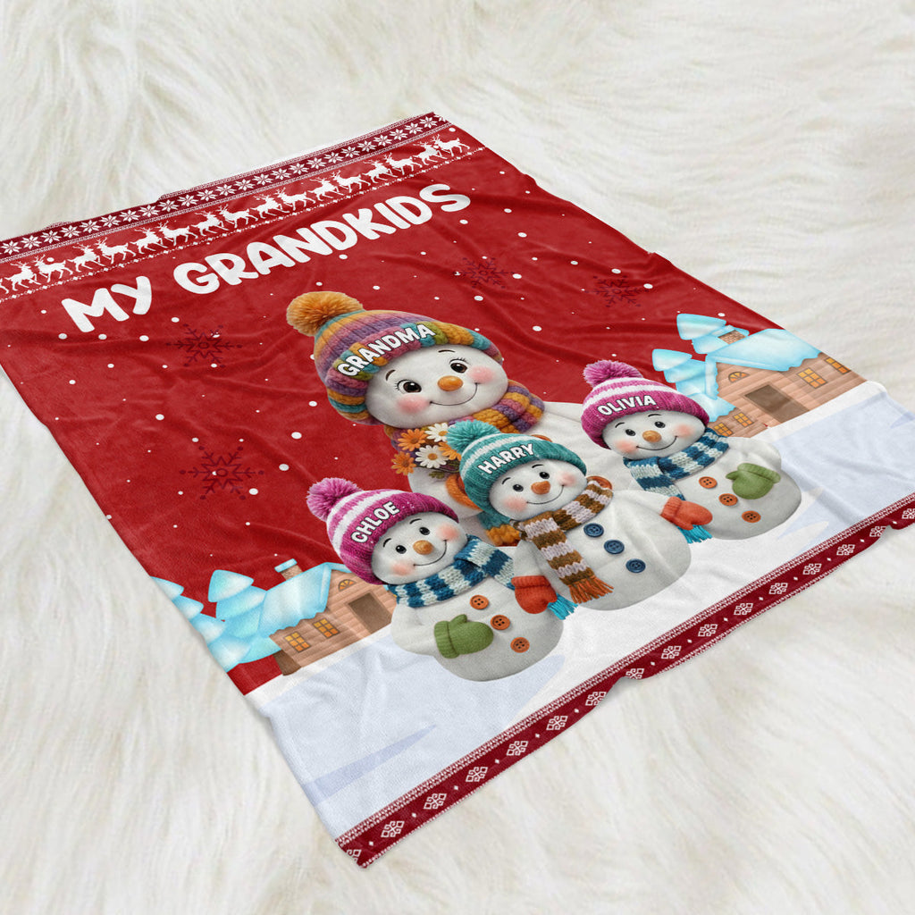 Grandkids Knitting - Personalized Fleece Blanket