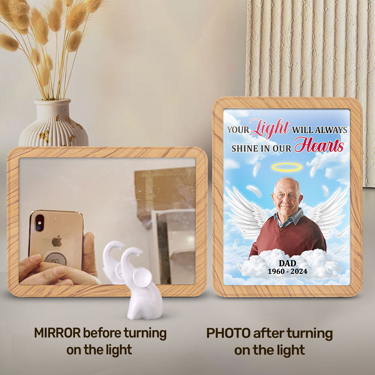 Your Light Will Always Shine In Our Hearts - Personalized Magic Mirror