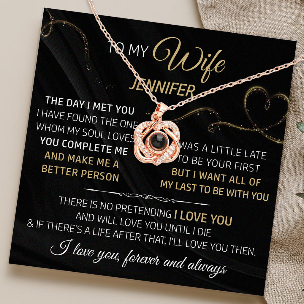 The Day I Met You - Personalized Preserved Rose With Projection Necklace