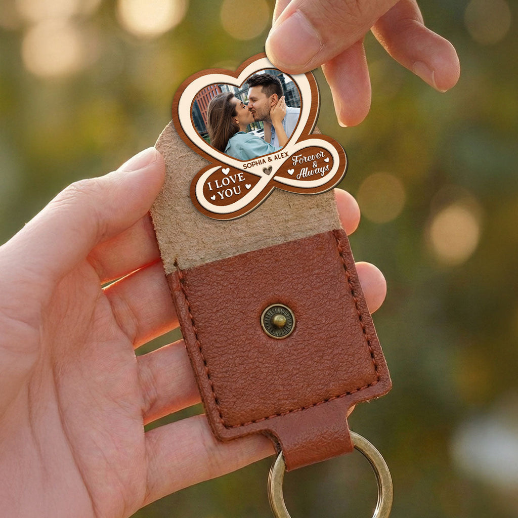 Custom Photo Coin Keychain for Husband, Couple Anniversary Valentine's Day Gifts • All Of Me Loves All Of You - Personalized Wooden Pocket Hug