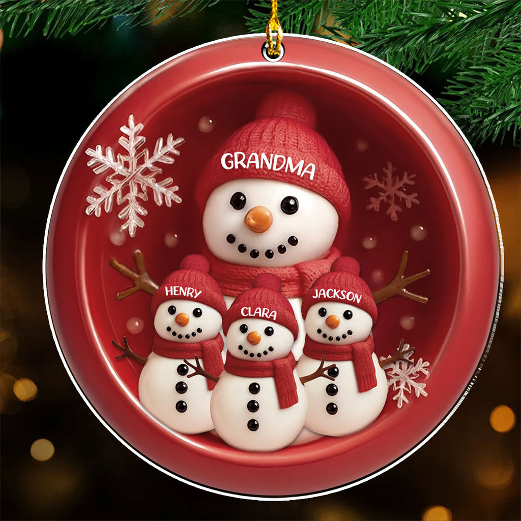 Custom Family Ornament, Christmas Gift for Family Members •  Our Snowman Grandma - Personalized Acrylic Ornament