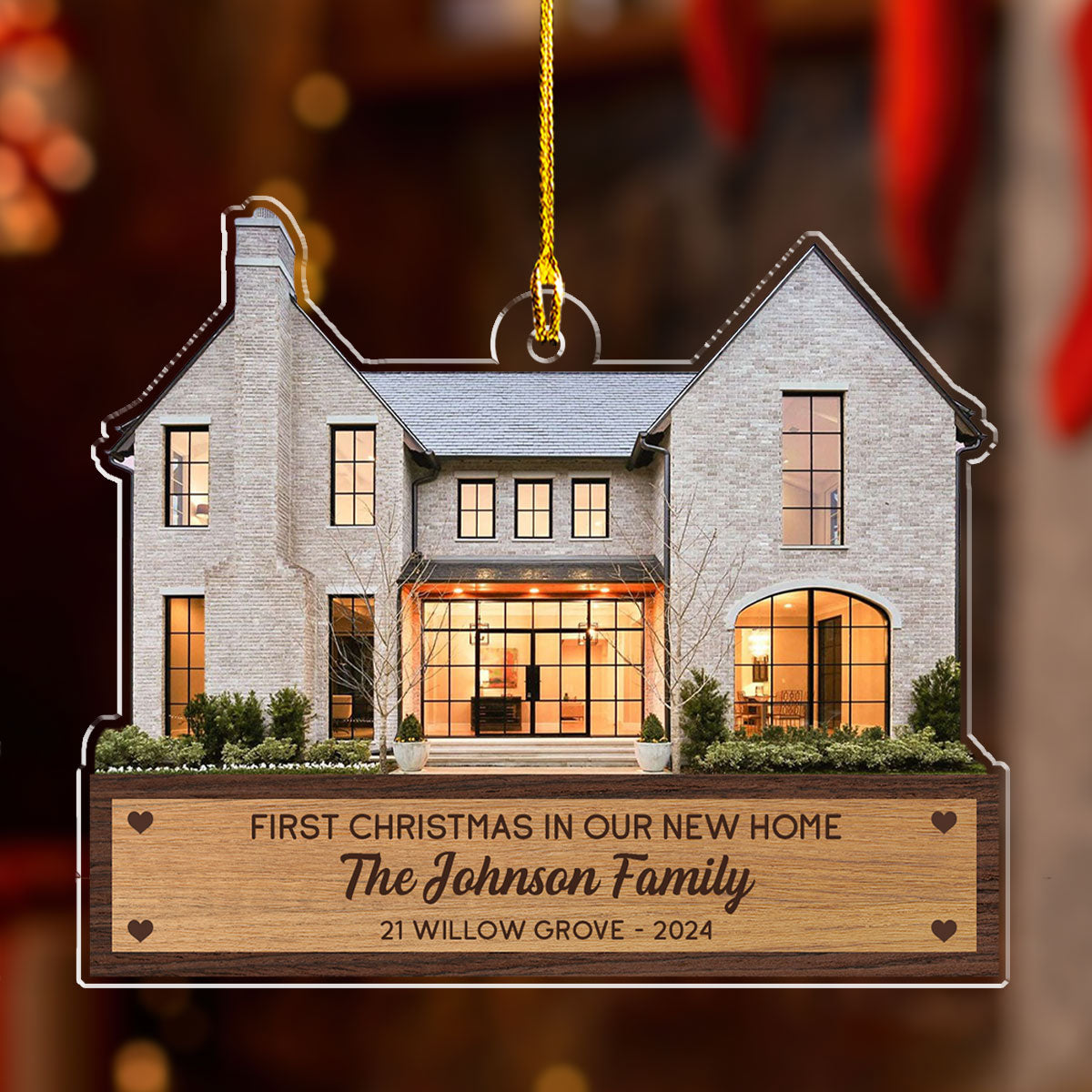 Custom Photo Family First Christmas Ornament • First Christmas In Our New Home Photo - Personalized Acrylic Ornament