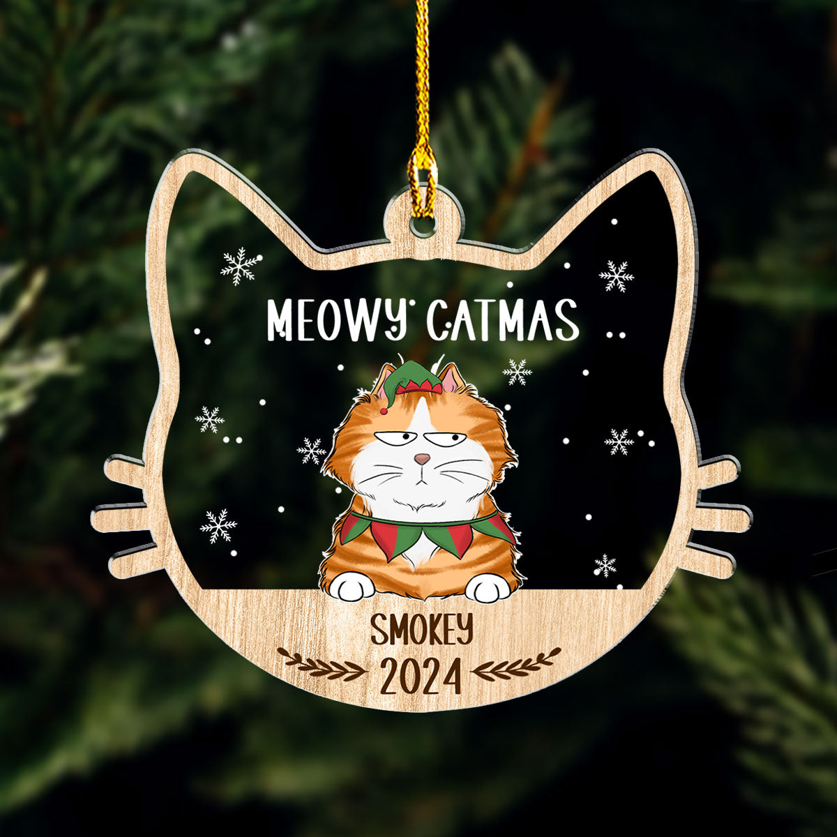 Custom Keepsake Christmas Ornament •  Lovely Meowy Catmas - Personalized Acrylic Ornament