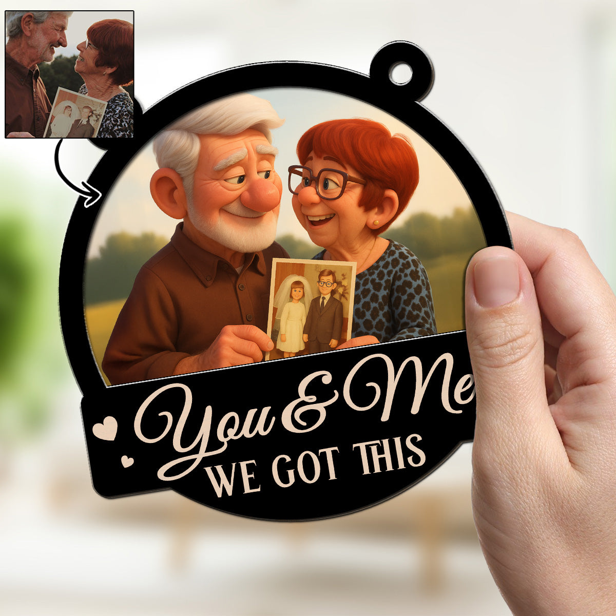 Custom Photo Couple Hanging Decor, Anniversary Valentine's Day Gifts • You And Me My Love - Personalized Suncatcher