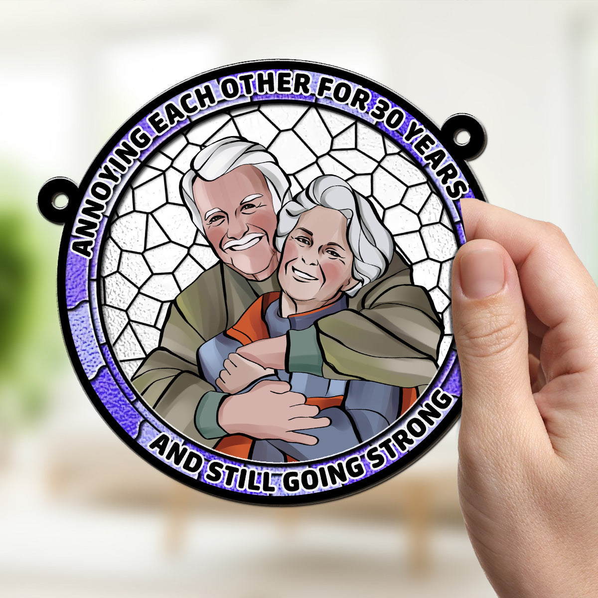 Custom Photo Couple Hanging Decor, Anniversary Valentine's Day Gifts • Annoying Each Other - Personalized Suncatcher