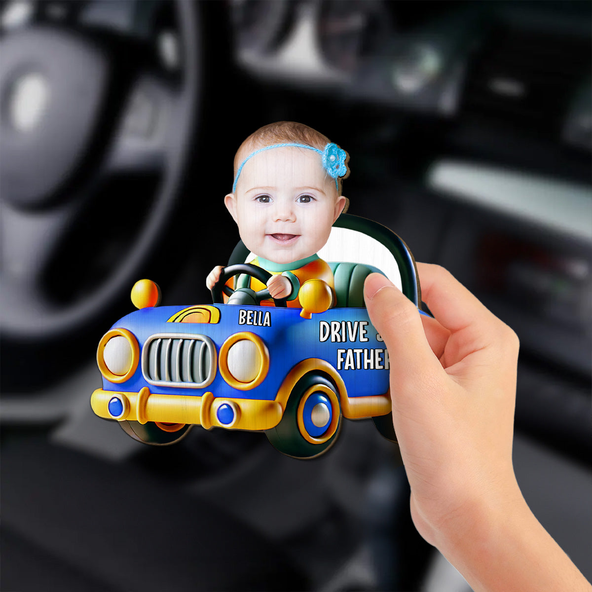 Drive Safe Message Cartoon - Personalized Car Visor Clip