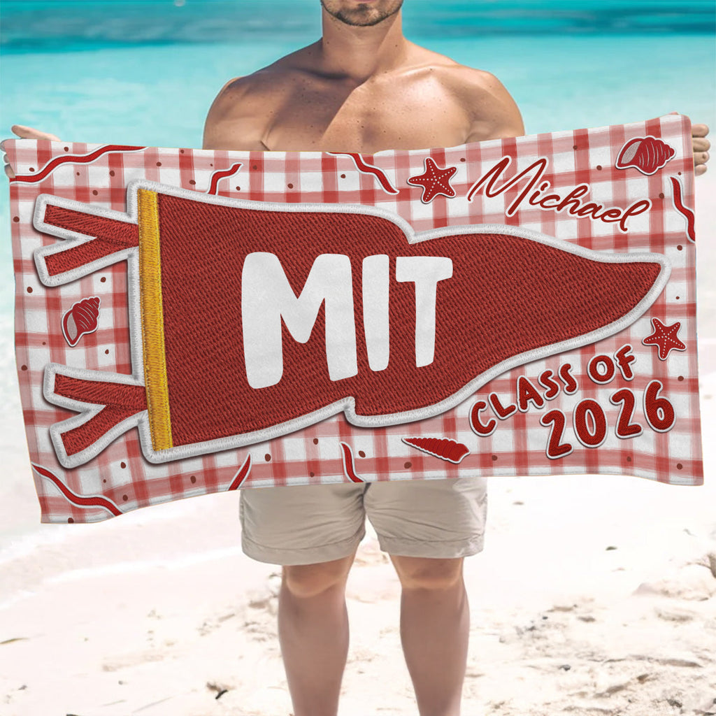 College Pennant - Personalized Beach Towel