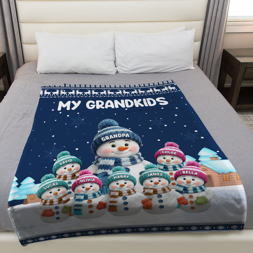 Grandkids Knitting - Personalized Fleece Blanket
