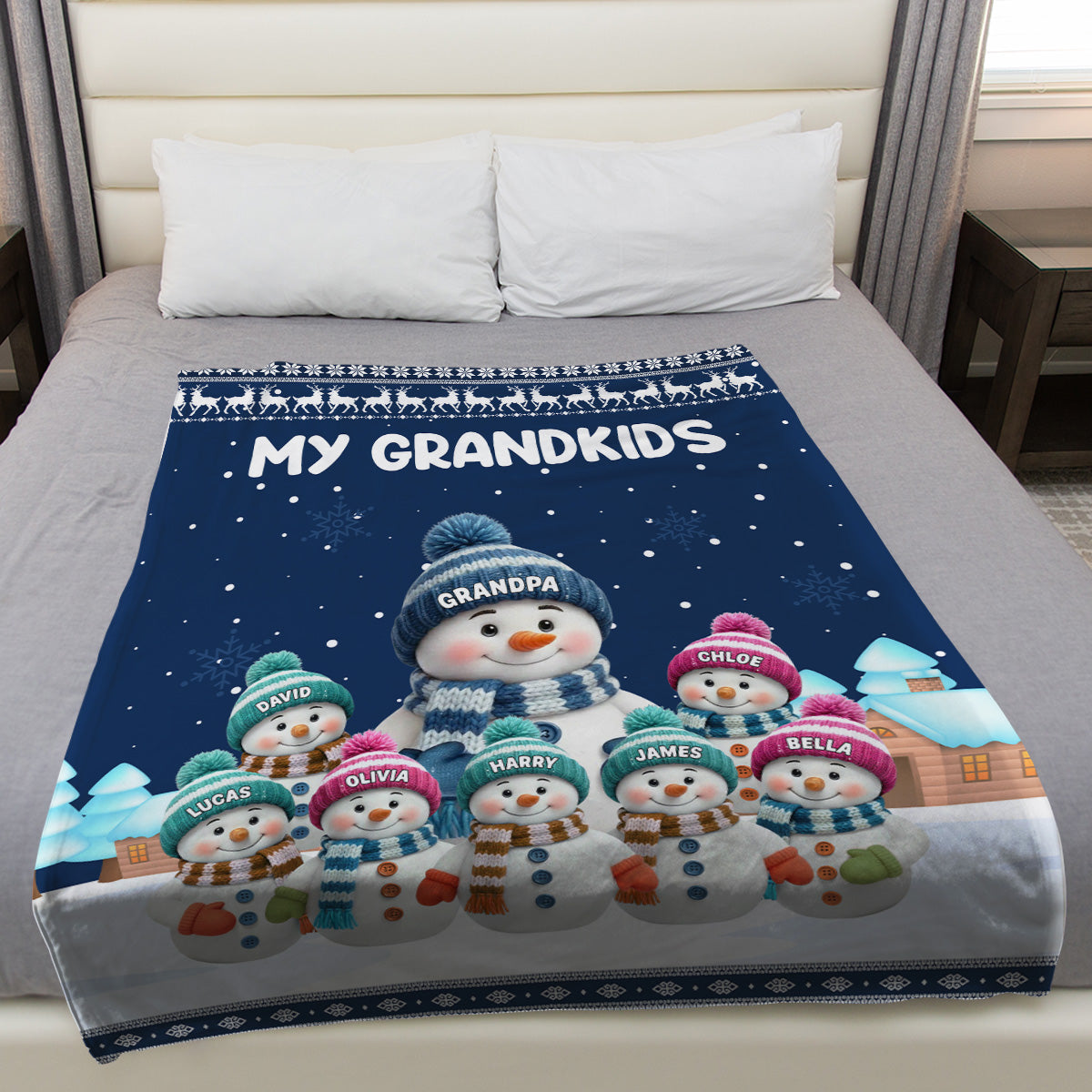 Grandkids Knitting - Personalized Fleece Blanket