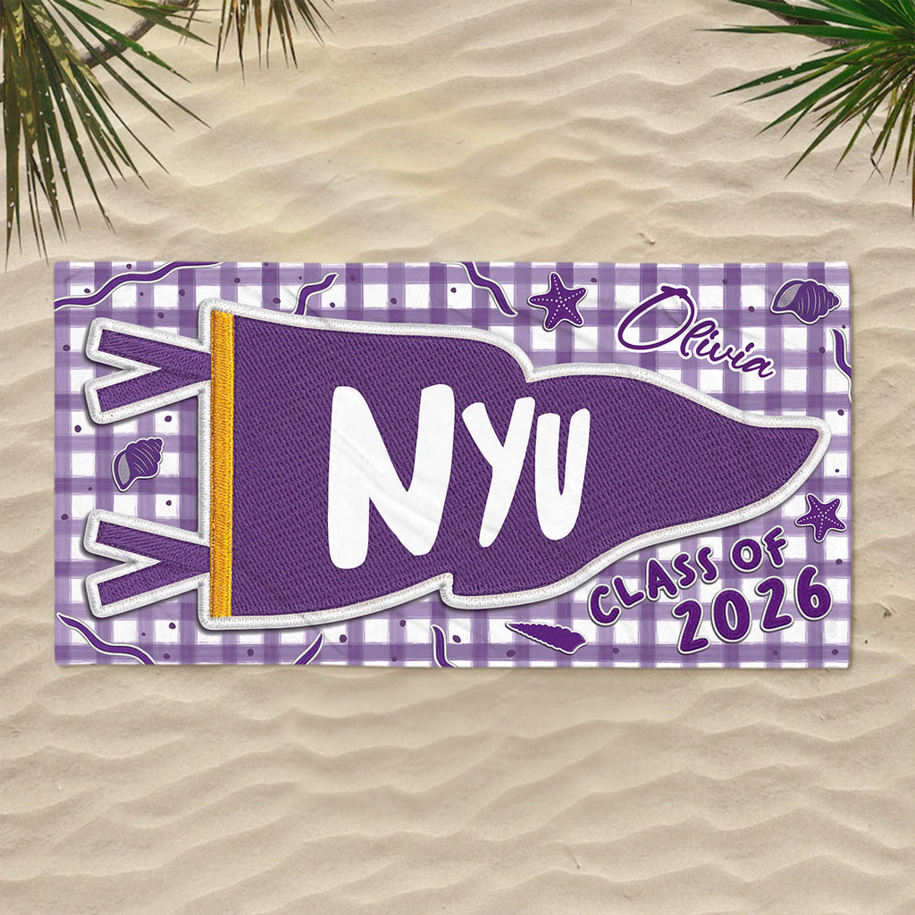 College Pennant - Personalized Beach Towel