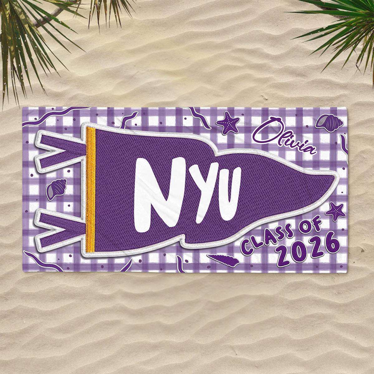 College Pennant - Personalized Beach Towel