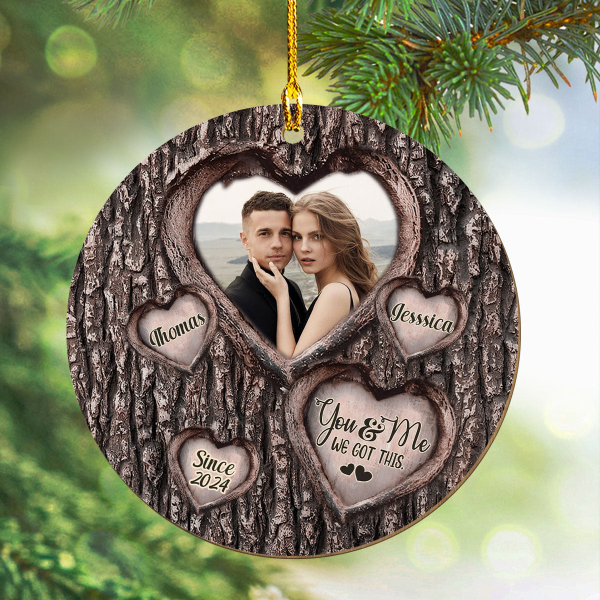 Custom Photo Couple Christmas Ornament, Anniversary Gift • I Am Yours No Returns Or Refunds - Personalized Wood Ornament