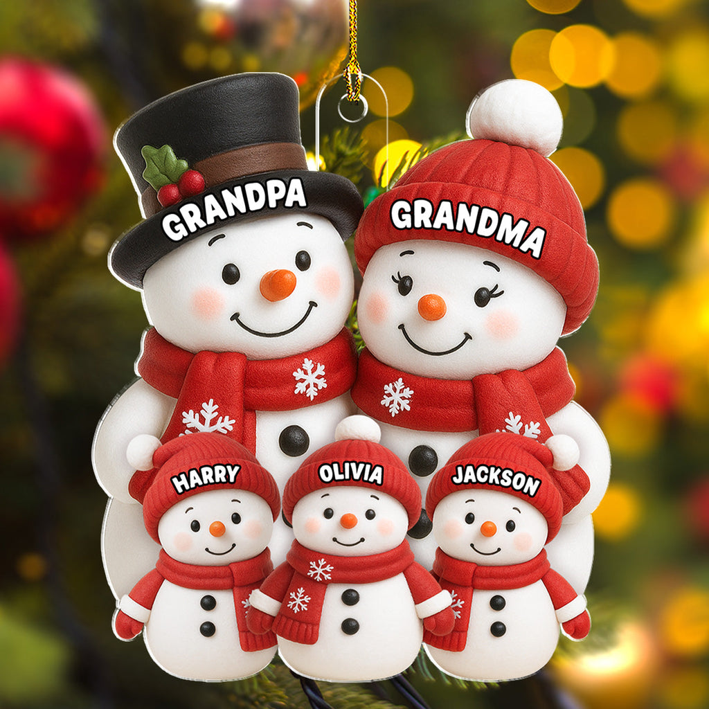 Custom Family Ornament, Christmas Gift for Family Members •  Our Grandkids Snow - Personalized Acrylic Ornament