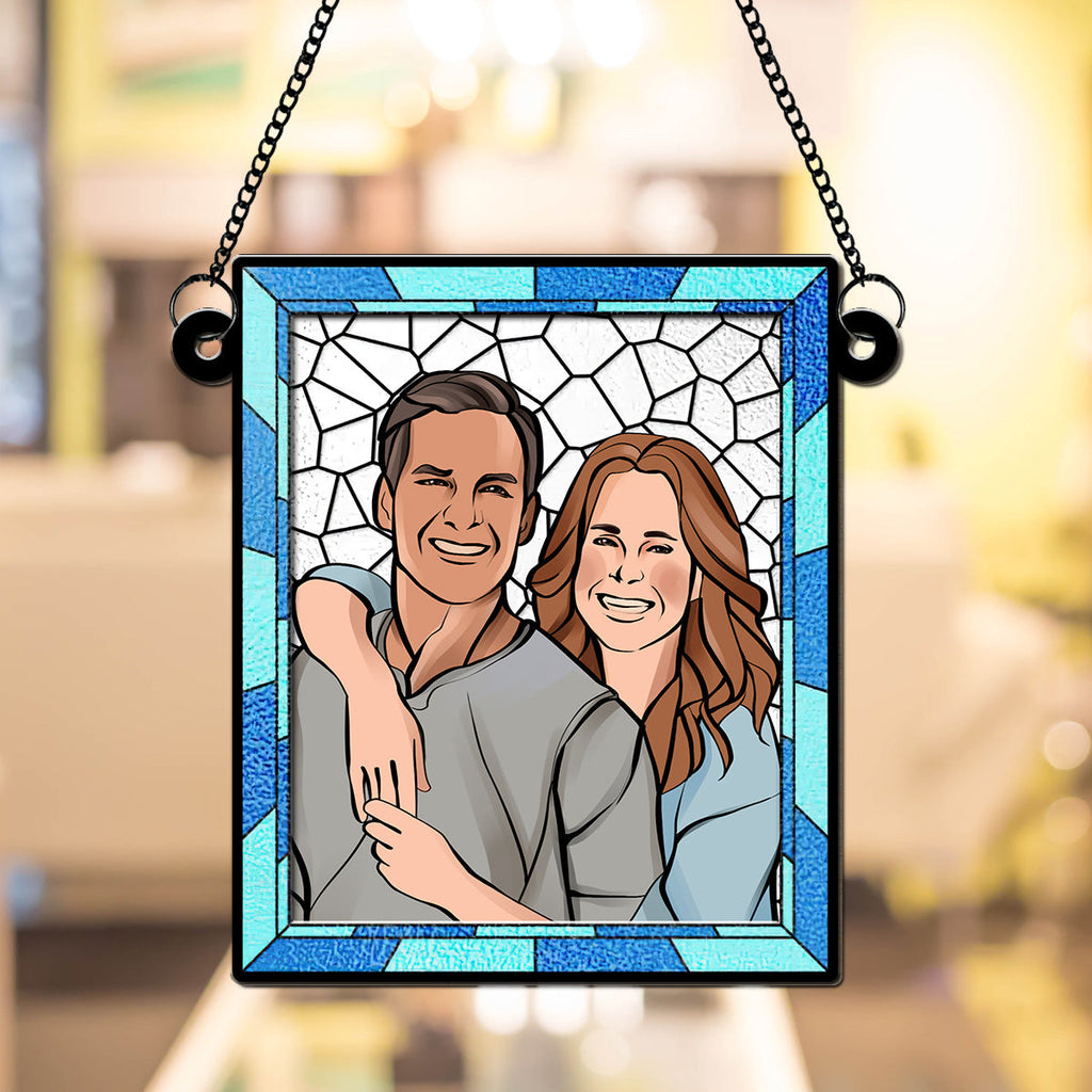 Custom Photo Couple Hanging Decor, Anniversary Valentine's Day Gifts • Love You More Every Day - Personalized Suncatcher
