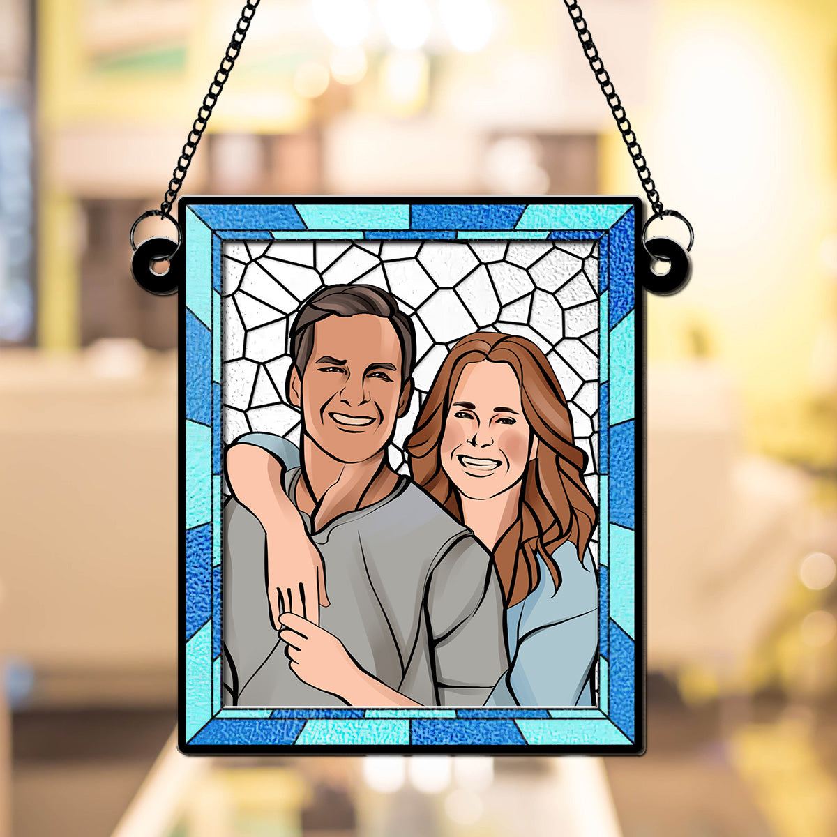 Custom Photo Couple Hanging Decor, Anniversary Valentine's Day Gifts • Love You More Every Day - Personalized Suncatcher