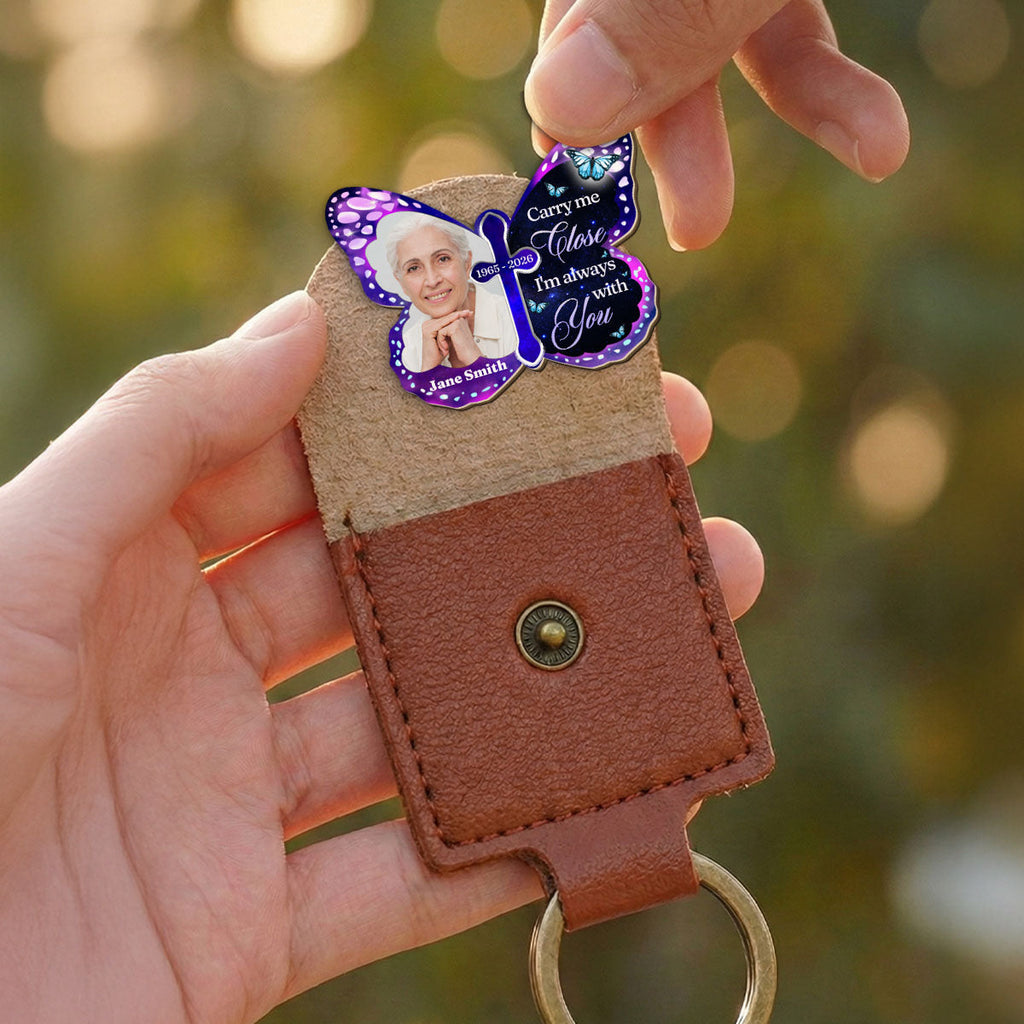 Custom Photo Memorial Coin Keychain, Sympathy Keepsake • Your Wings Were Ready - Personalized Wooden Pocket Hug