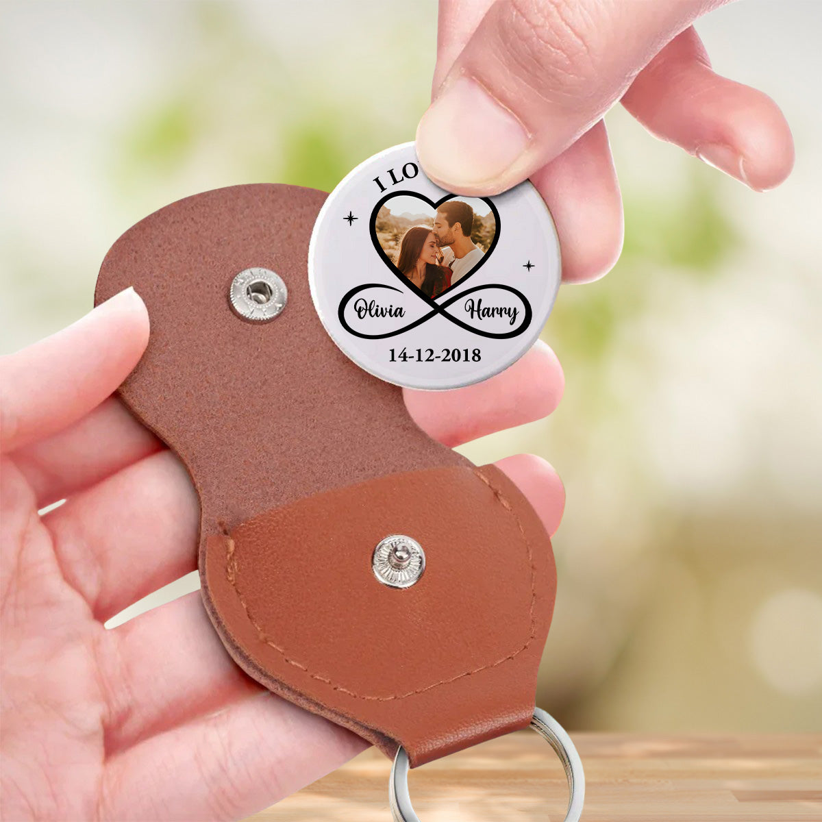 Custom Photo Coin Keychain for Husband, Couple Anniversary Valentine's Day Gifts • Timeless Love - Personalized Pocket Hug
