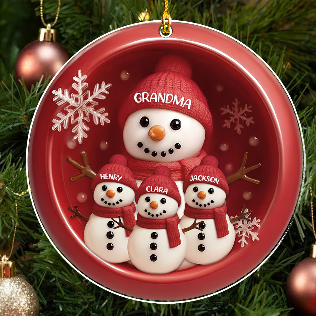 Custom Family Ornament, Christmas Gift for Family Members •  Our Snowman Grandma - Personalized Acrylic Ornament