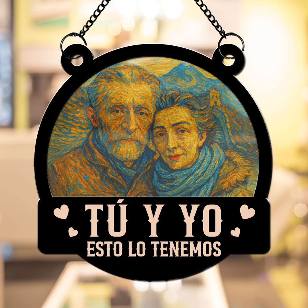 Custom Photo Couple Hanging Decor, Anniversary Valentine's Day Gifts • Juntos Hasta Nuestro Último Aliento - Atrapasol Personalizado