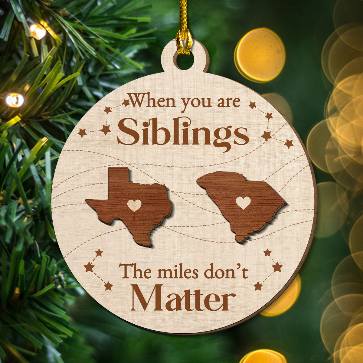 Custom Family Ornament, Christmas Gift for Family Members •  When You Are Family The Miles Do Not Matter - Personalized Freeshape 2-Layered Wood Ornament