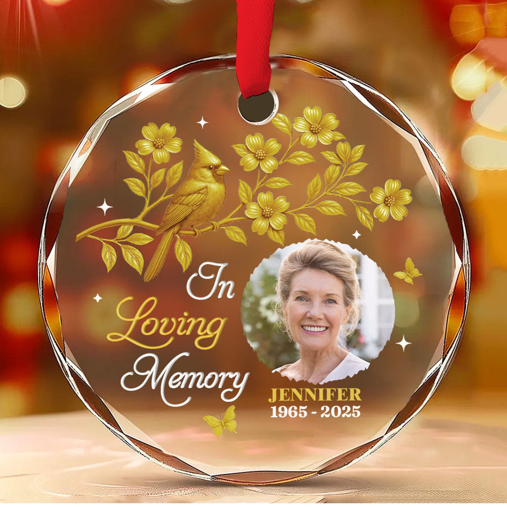 Custom Photo Memorial Christmas Ornament, Sympathy Keepsake • Our Loving Memory - Personalized Glass Ornament