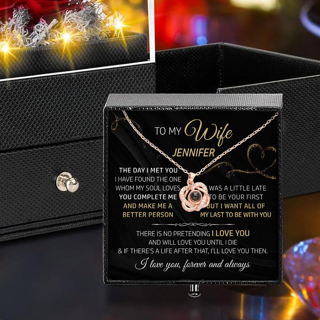 The Day I Met You - Personalized Preserved Rose With Projection Necklace