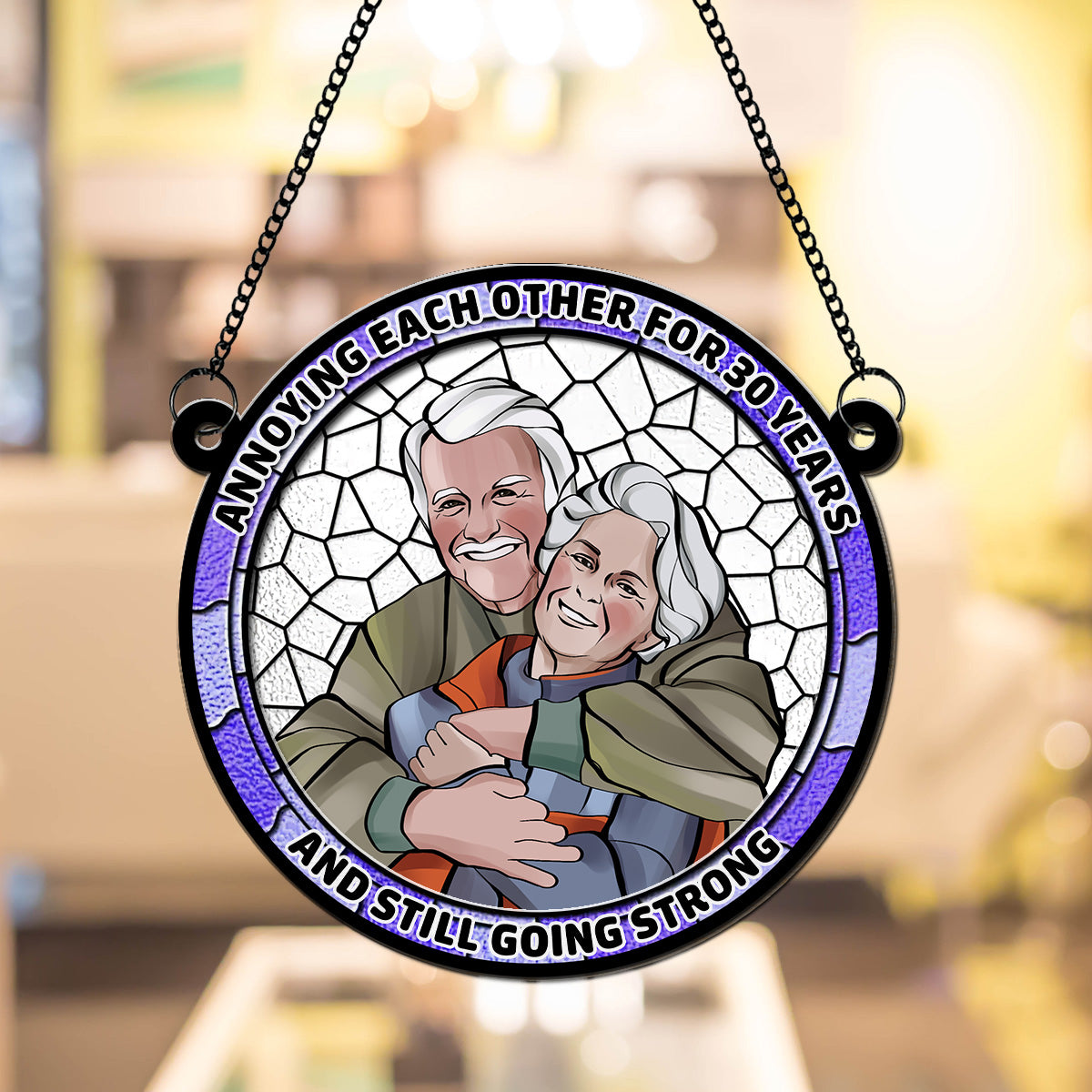 Custom Photo Couple Hanging Decor, Anniversary Valentine's Day Gifts • Annoying Each Other - Personalized Suncatcher