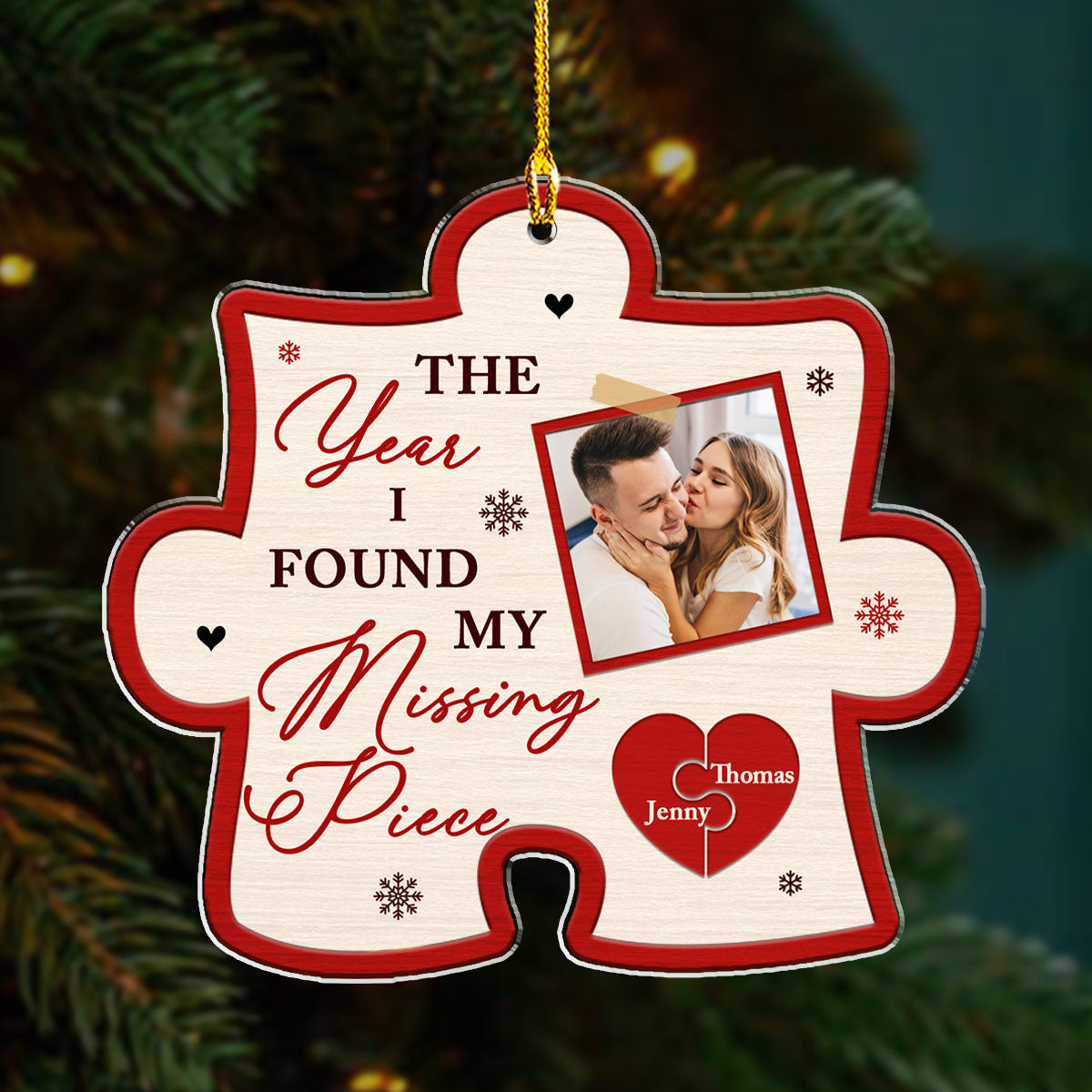 Custom Photo Couple Christmas Ornament, Anniversary Gift • The Year I Found You - Personalized Acrylic Ornament