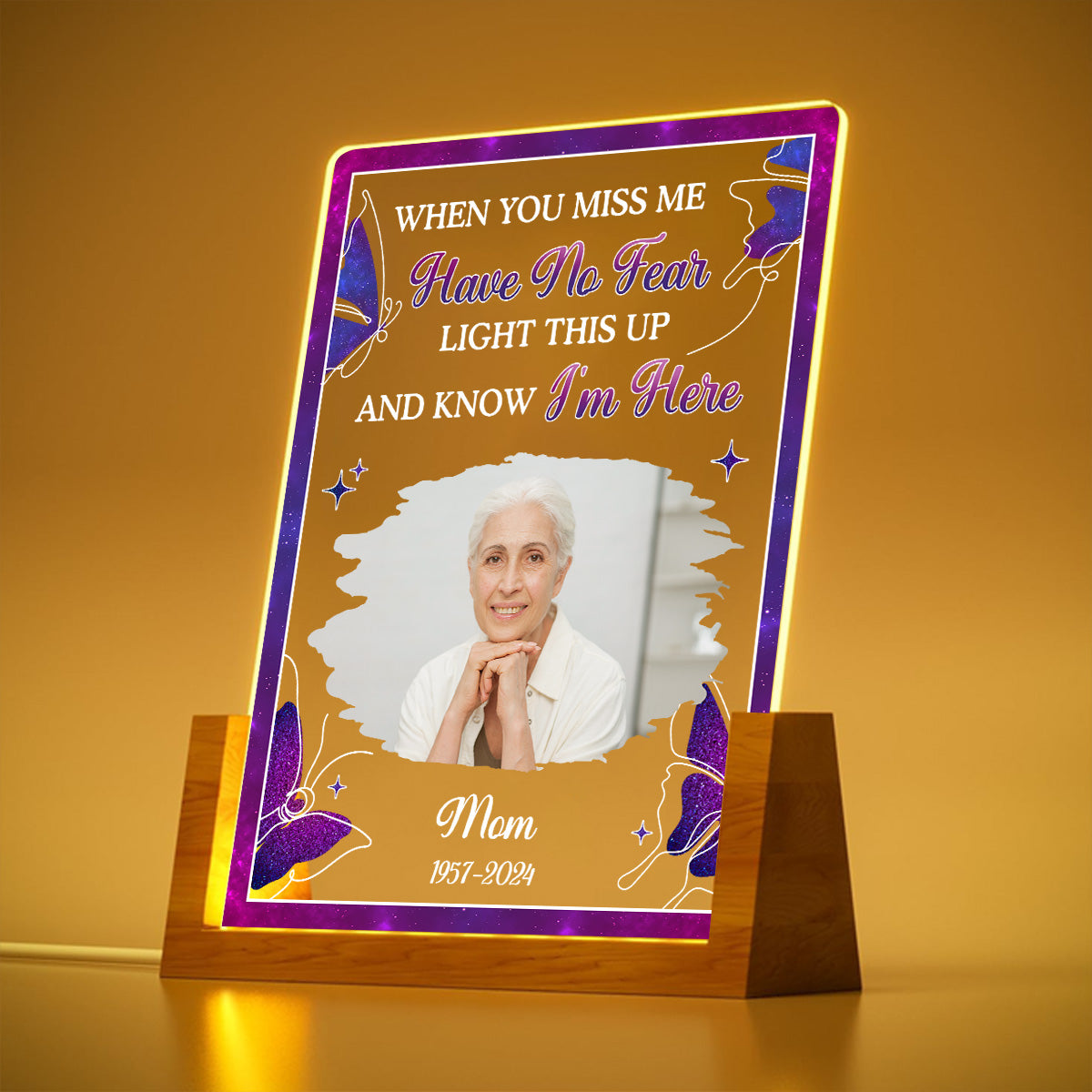 Custom Photo Memorial Gift, Sympathy Keepsake For Loved Ones • When You Miss Me - Personalized Night Light