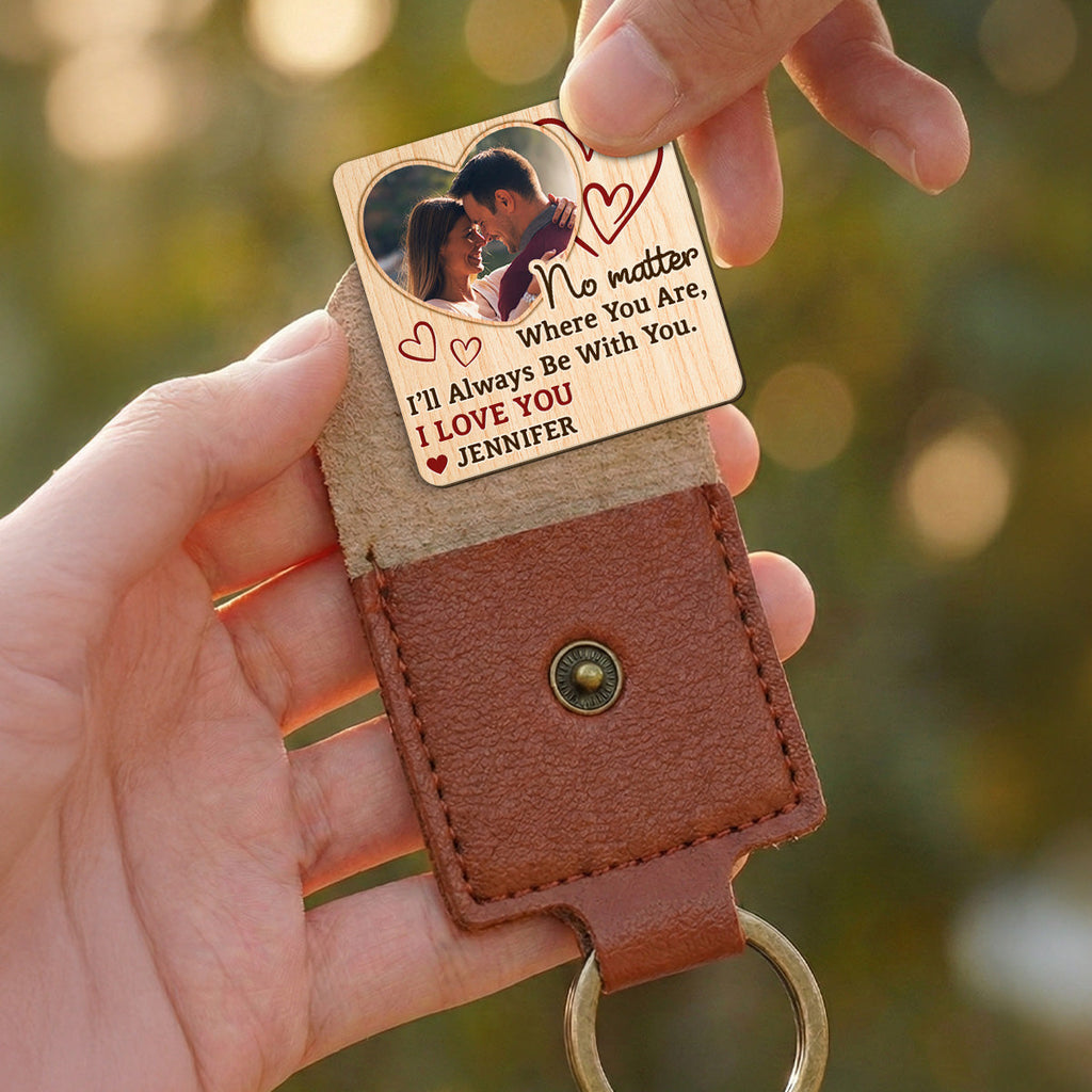 Custom Photo Coin Keychain for Husband, Couple Anniversary Valentine's Day Gifts • Drive Safe Man - Personalized Wooden Pocket Hug