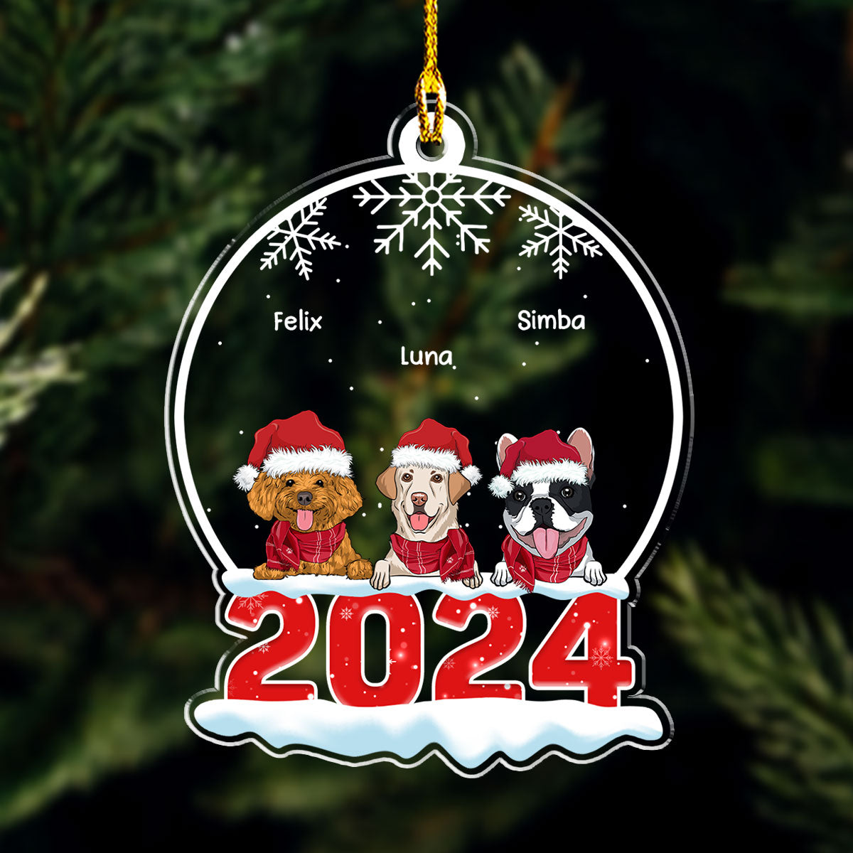 Custom Keepsake Christmas Ornament •  Pet Snow Globe - Personalized Acrylic Ornament