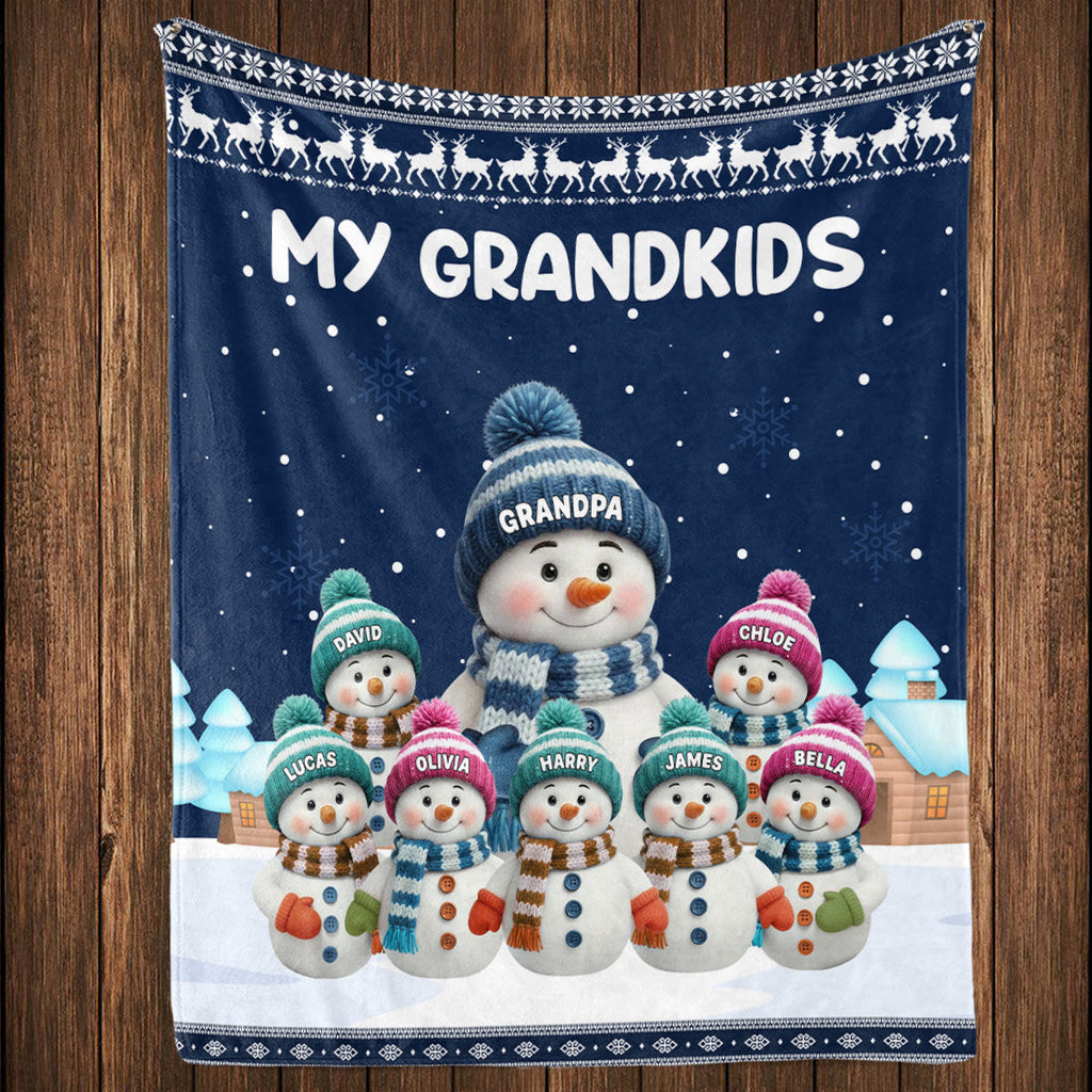 Grandkids Knitting - Personalized Fleece Blanket