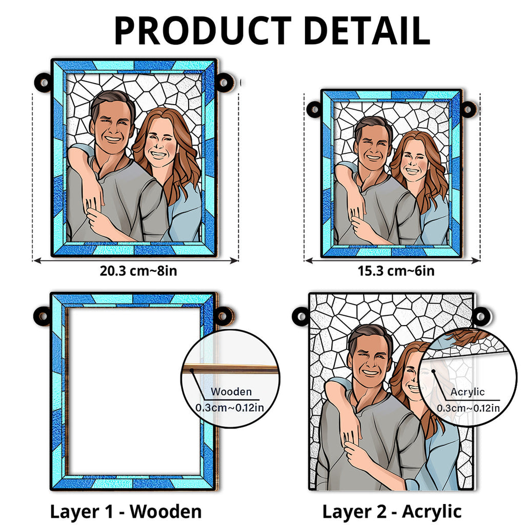 Custom Photo Couple Hanging Decor, Anniversary Valentine's Day Gifts • Love You More Every Day - Personalized Suncatcher