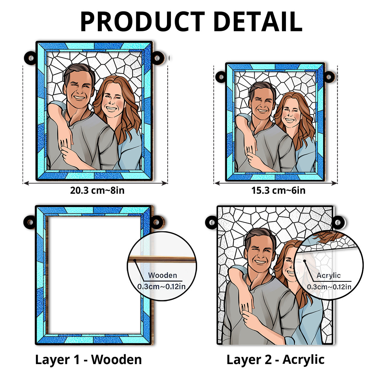 Custom Photo Couple Hanging Decor, Anniversary Valentine's Day Gifts • Love You More Every Day - Personalized Suncatcher