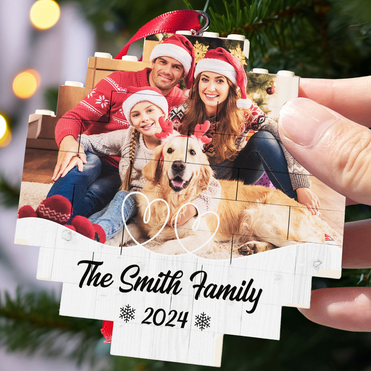 Custom Photo Family Ornament, Christmas Gift for Family Members • Photo Family Christmas - Personalized Puzzle Ornament