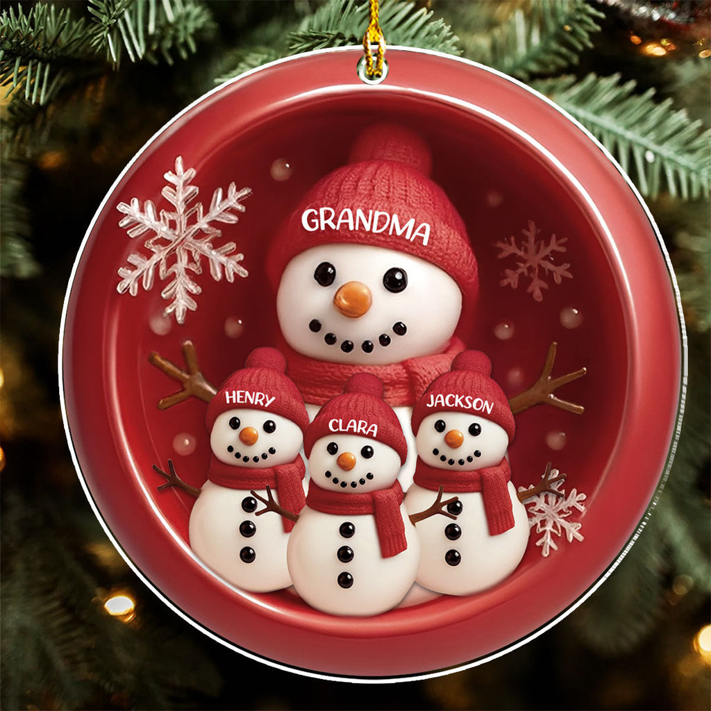 Custom Family Ornament, Christmas Gift for Family Members •  Our Snowman Grandma - Personalized Acrylic Ornament