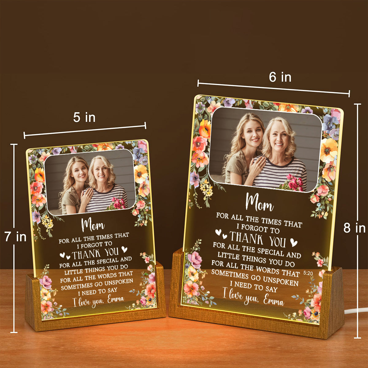 Custom Photo Gift for Mom Grandma, Mother's Day Birthday • I Need To Say I Love You - Personalized Night Light