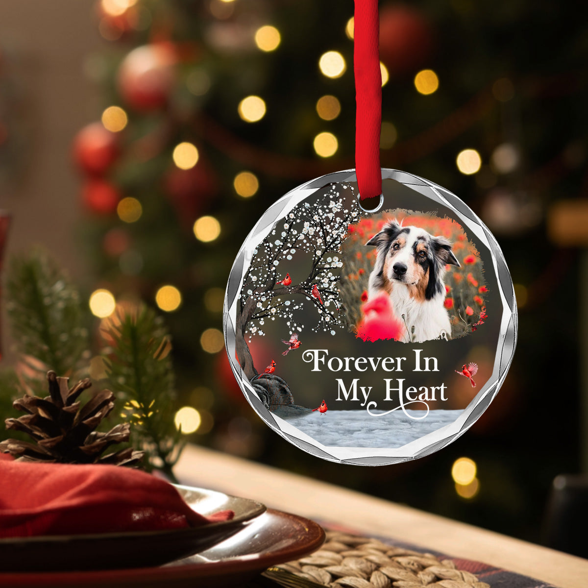 Custom Photo Memorial Christmas Ornament, Sympathy Keepsake • Always With You - Personalized Glass Ornament