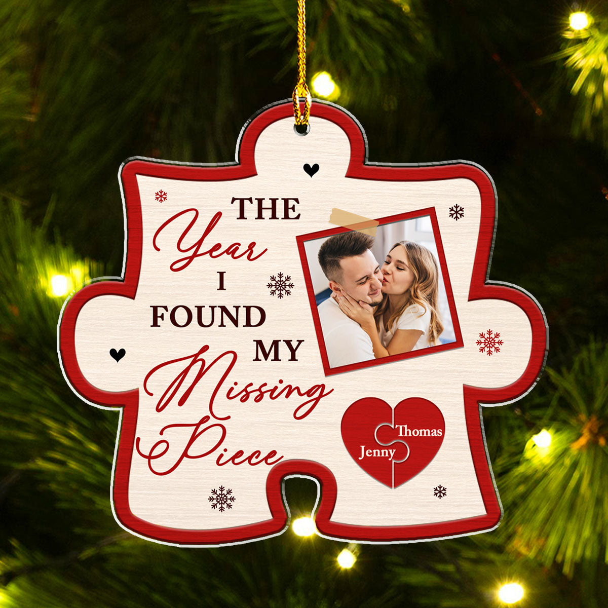 Custom Photo Couple Christmas Ornament, Anniversary Gift • The Year I Found You - Personalized Acrylic Ornament