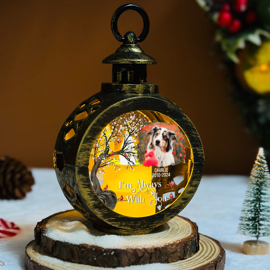 Custom Photo Memorial Christmas Night Light, Remembrance Gifts • Always With You - Personalized Christmas Lantern