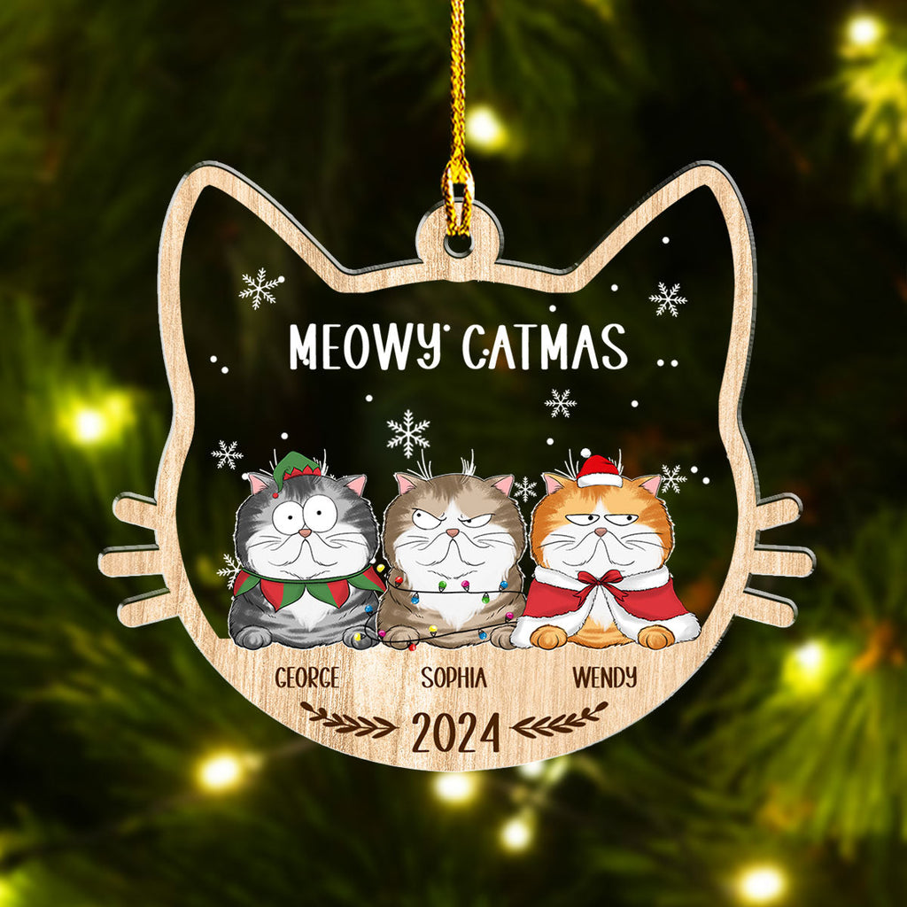 Custom Keepsake Christmas Ornament •  Lovely Meowy Catmas - Personalized Acrylic Ornament