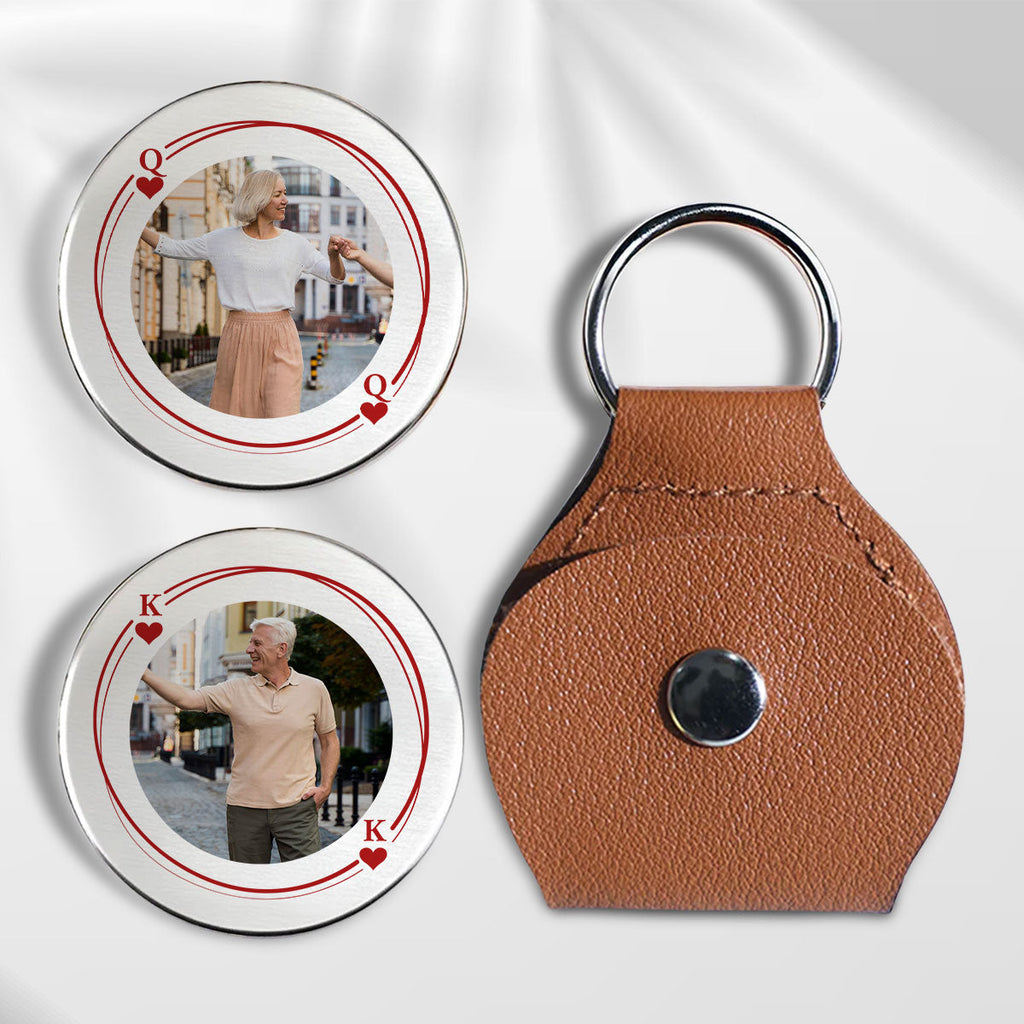 Custom Photo Coin Keychain for Husband, Couple Anniversary Valentine's Day Gifts • King And Queen - Personalized Pocket Hug